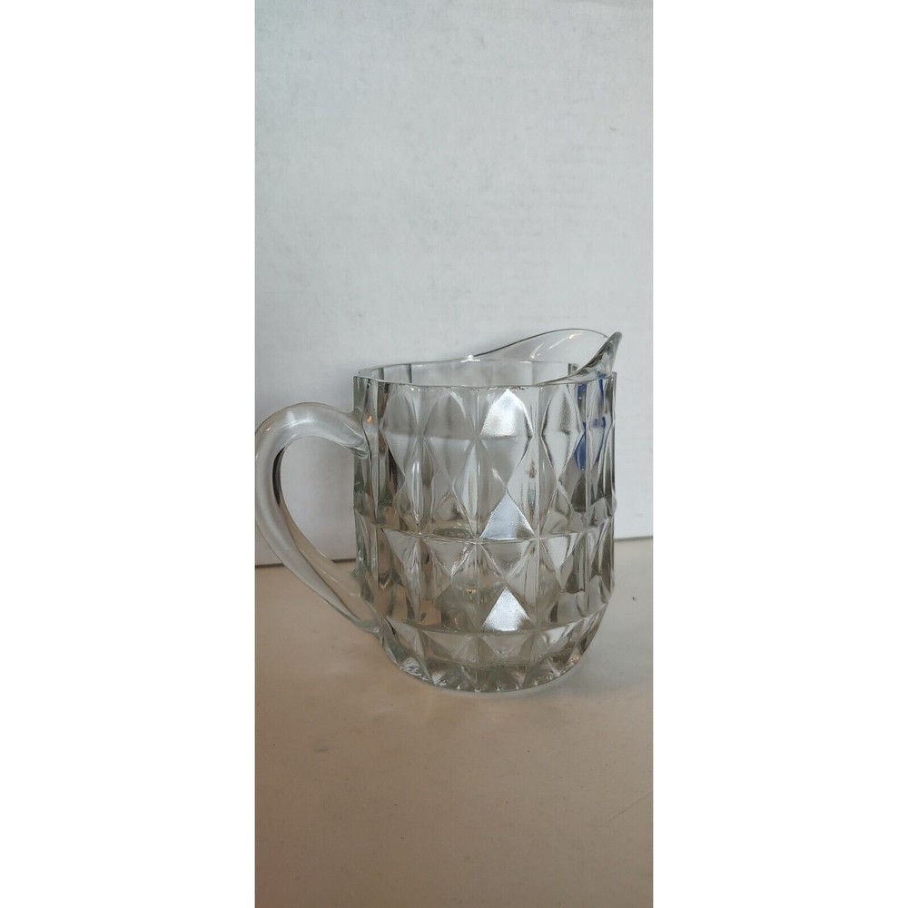 Jeannette Depresion Glass Diamond Creamer Small Pitcher 16 oz